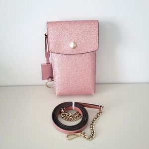 Kate Spade pink glitter phone bag